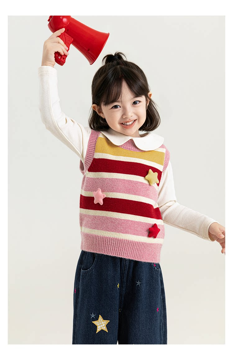 Children's Colorful Striped Knitted Vest photo 4