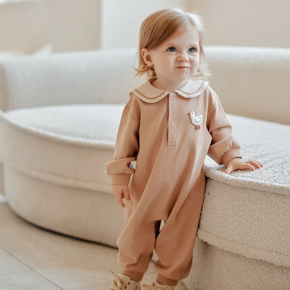 Baby's Springautumn Long-sleeve Striped Romper photo 1