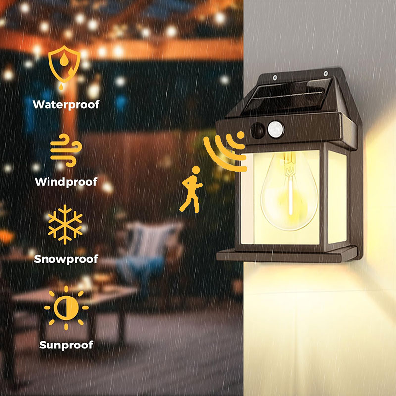 Outdoor Solar Tungsten Wall Light With Motion Sensor IP65 Waterproof LED Safety Light For Patio Outdoor Deck Porch Barn Garage photo 1