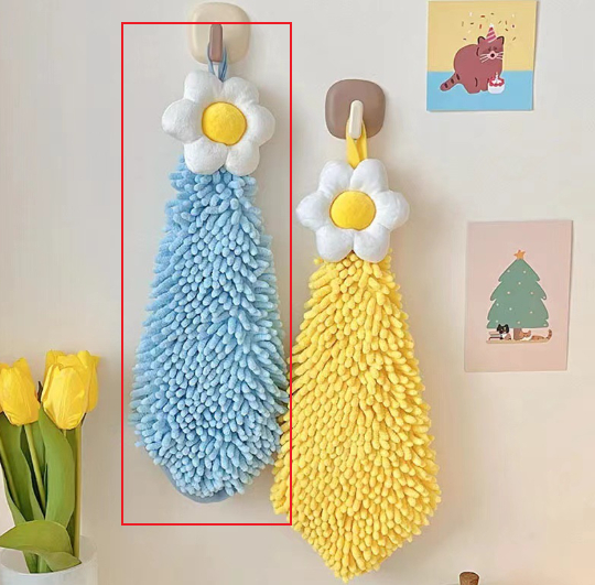 Cute Hibiscus-patterned Hand Towel For Home Kitchen Wall Hanging photo 5