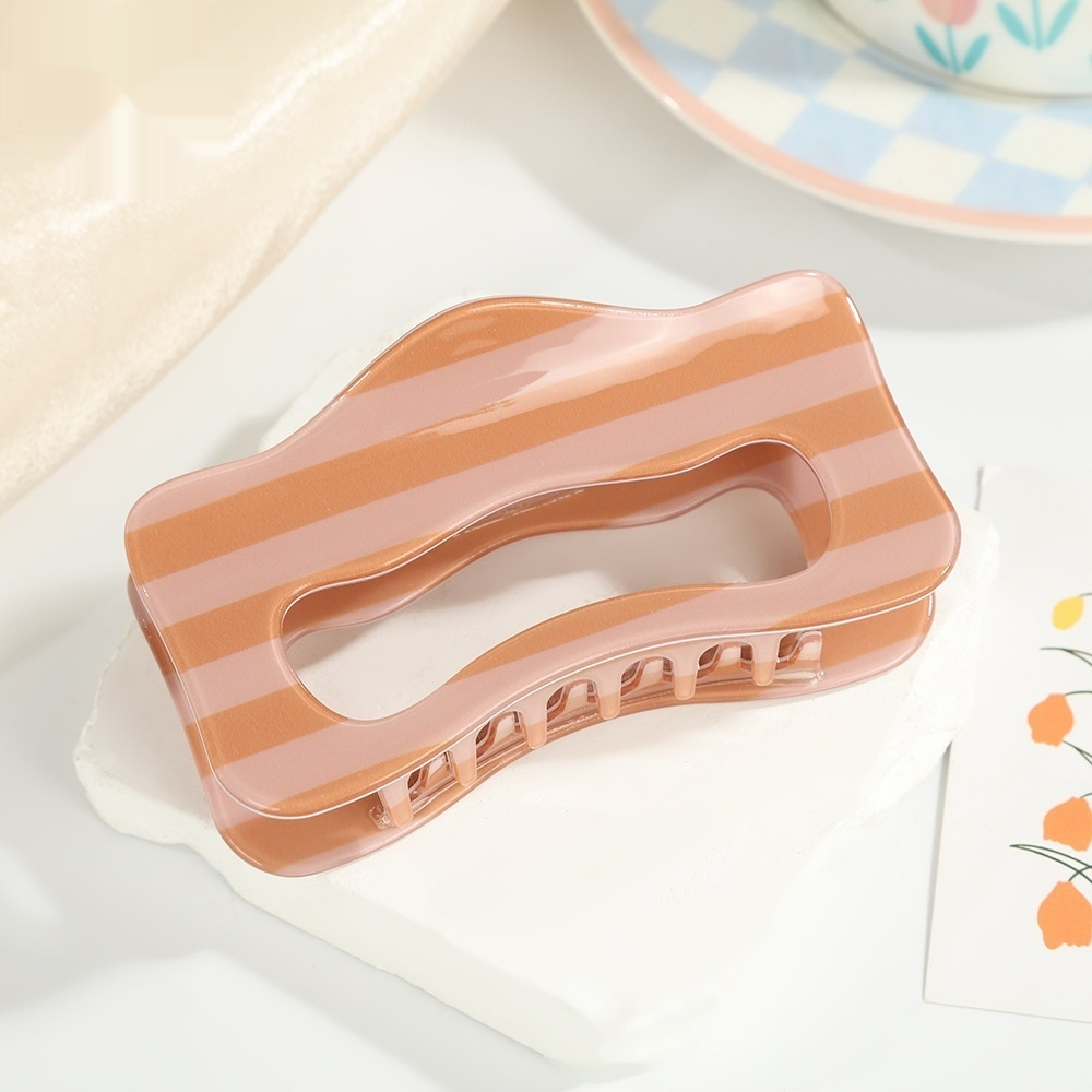 French-style Fashion Striped Acetate Hair Clip Headpiece photo 1