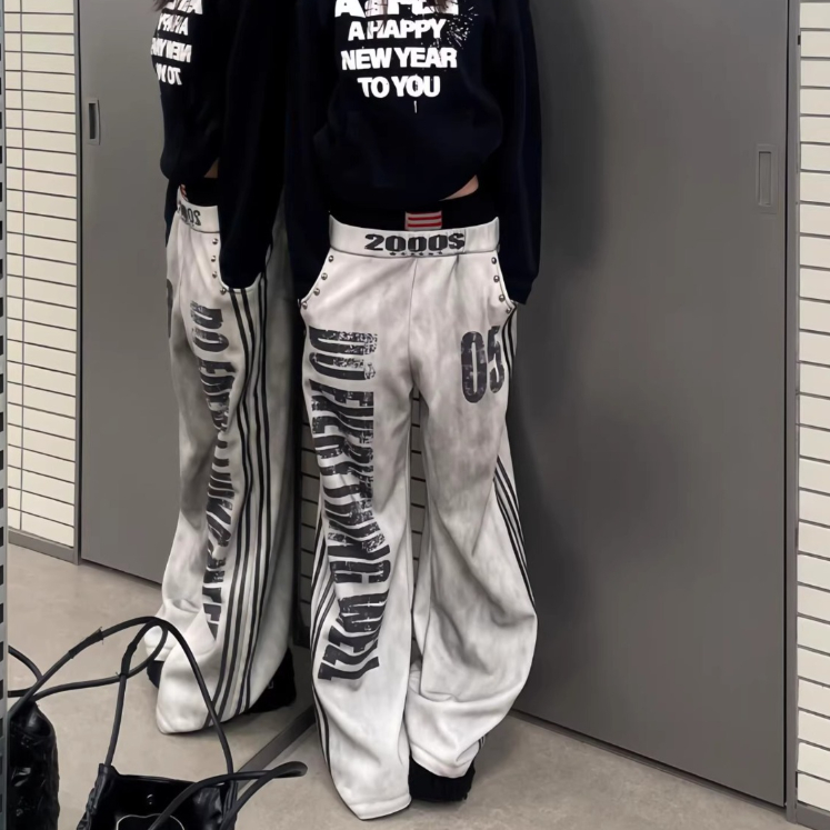 Womens Casual Distressed Straight-leg Wide-leg Pants photo 1