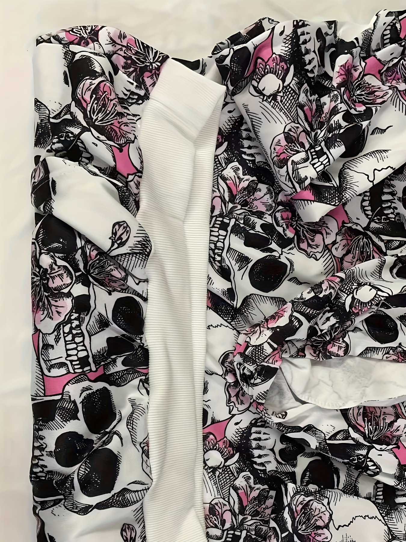 Casual Floral Skull Hoodie Streetwear Polyester photo 4