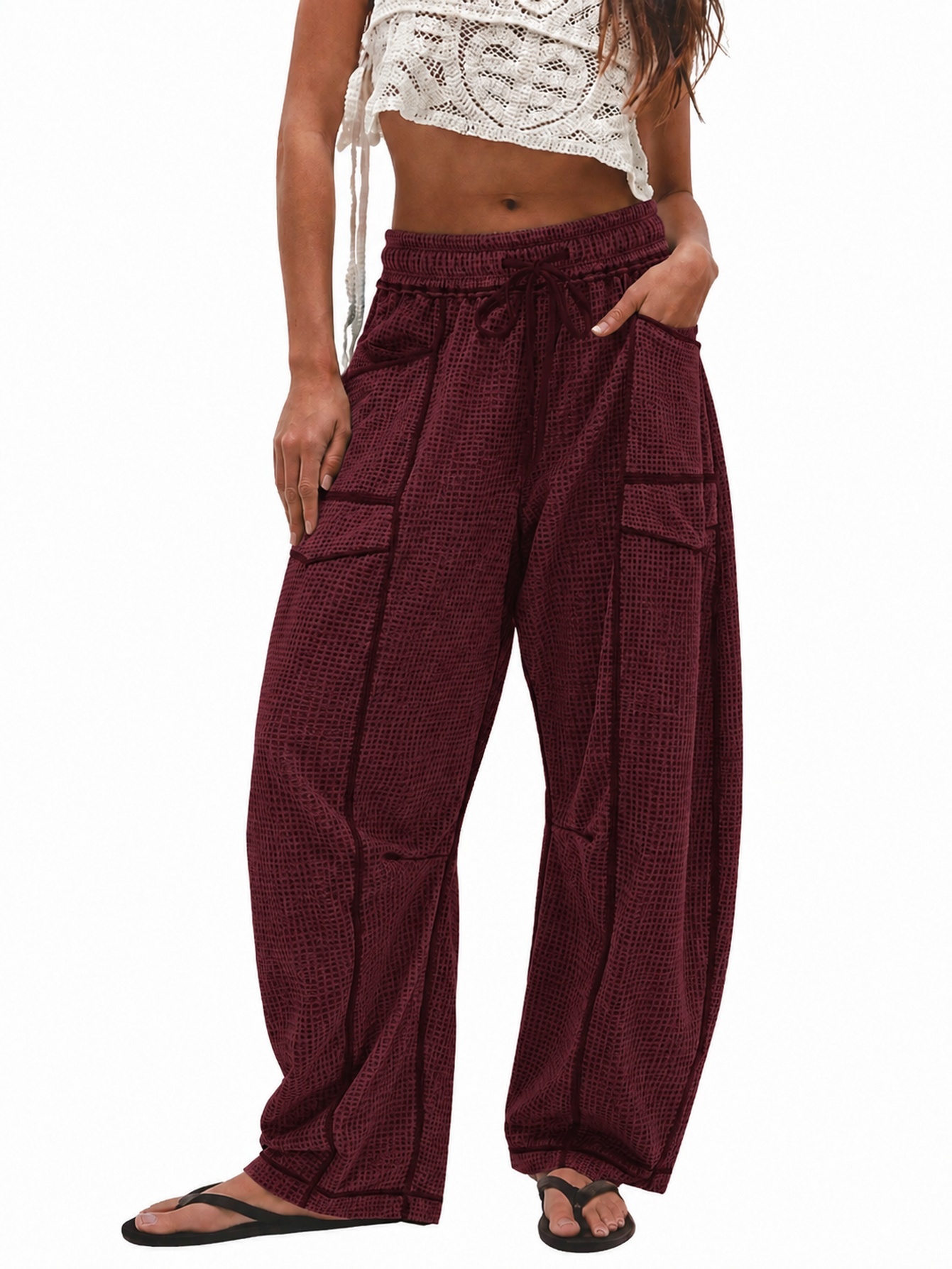 Women's Casual Drawstring Loose Wide-leg Pants photo 2