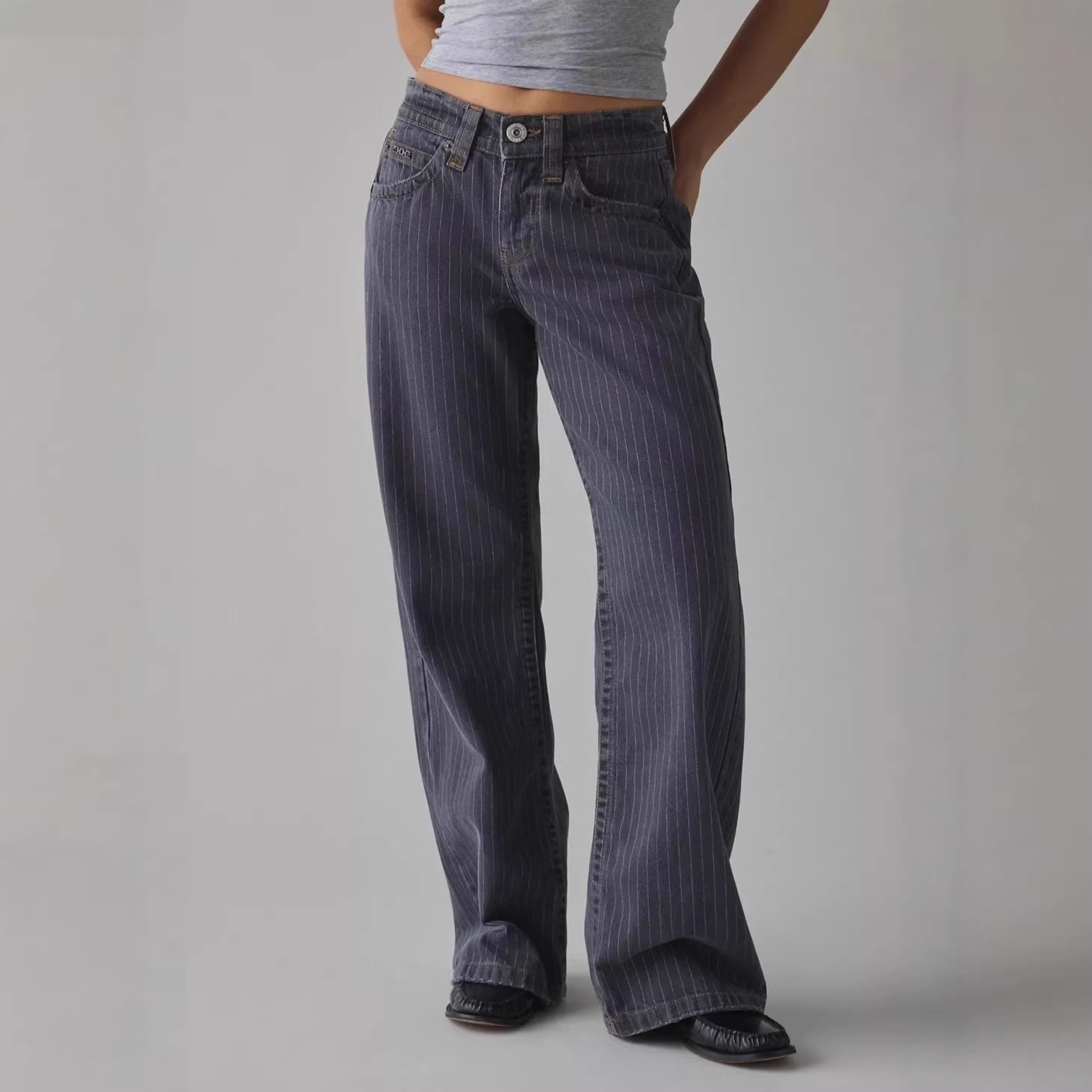 Women's Fashionable Denim Floor-length Pants photo 1