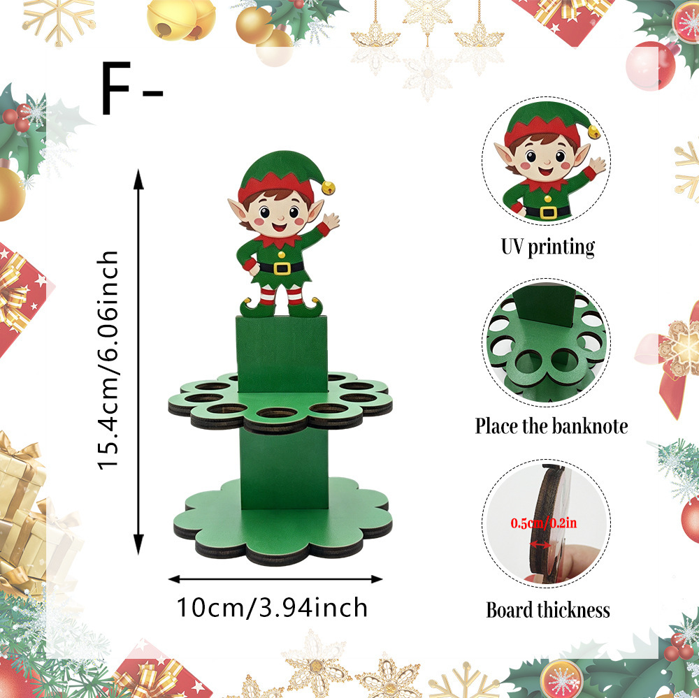 Wooden Christmas Santa Snowman Money Saving Table Decor photo 4
