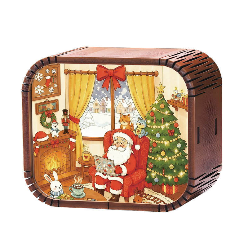 Mini Wooden Christmas Wind Up Music Box photo 8
