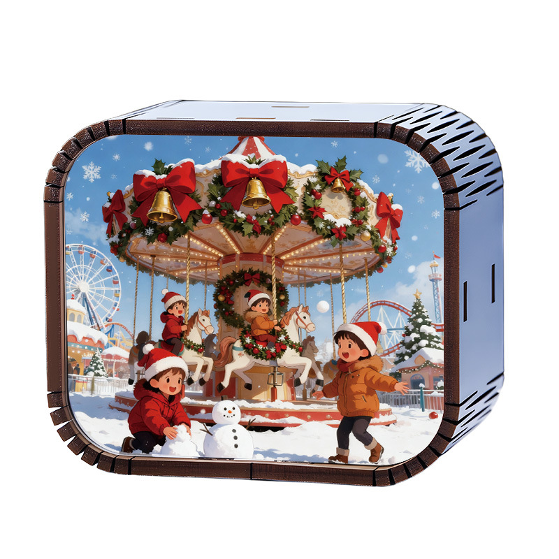 Mini Wooden Christmas Wind Up Music Box photo 5