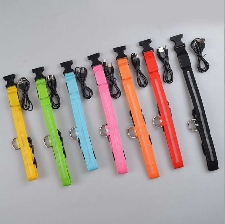 Nylon LED Pet Dog Luminous Collar Night Safety Flashing Glow In Dark Dog Cat Leash Adjustable Pet Supplies photo 1