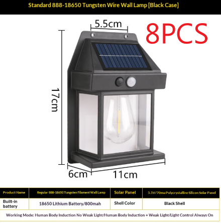 Outdoor Solar Tungsten Wall Light With Motion Sensor IP65 Waterproof LED Safety Light For Patio Outdoor Deck Porch Barn Garage photo 7