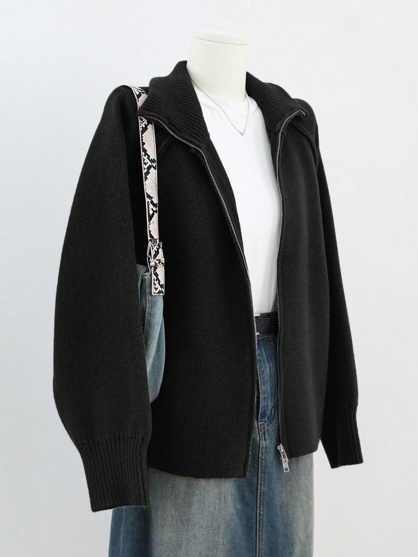 Solid Color Relaxed Style Sweater Coat photo 7