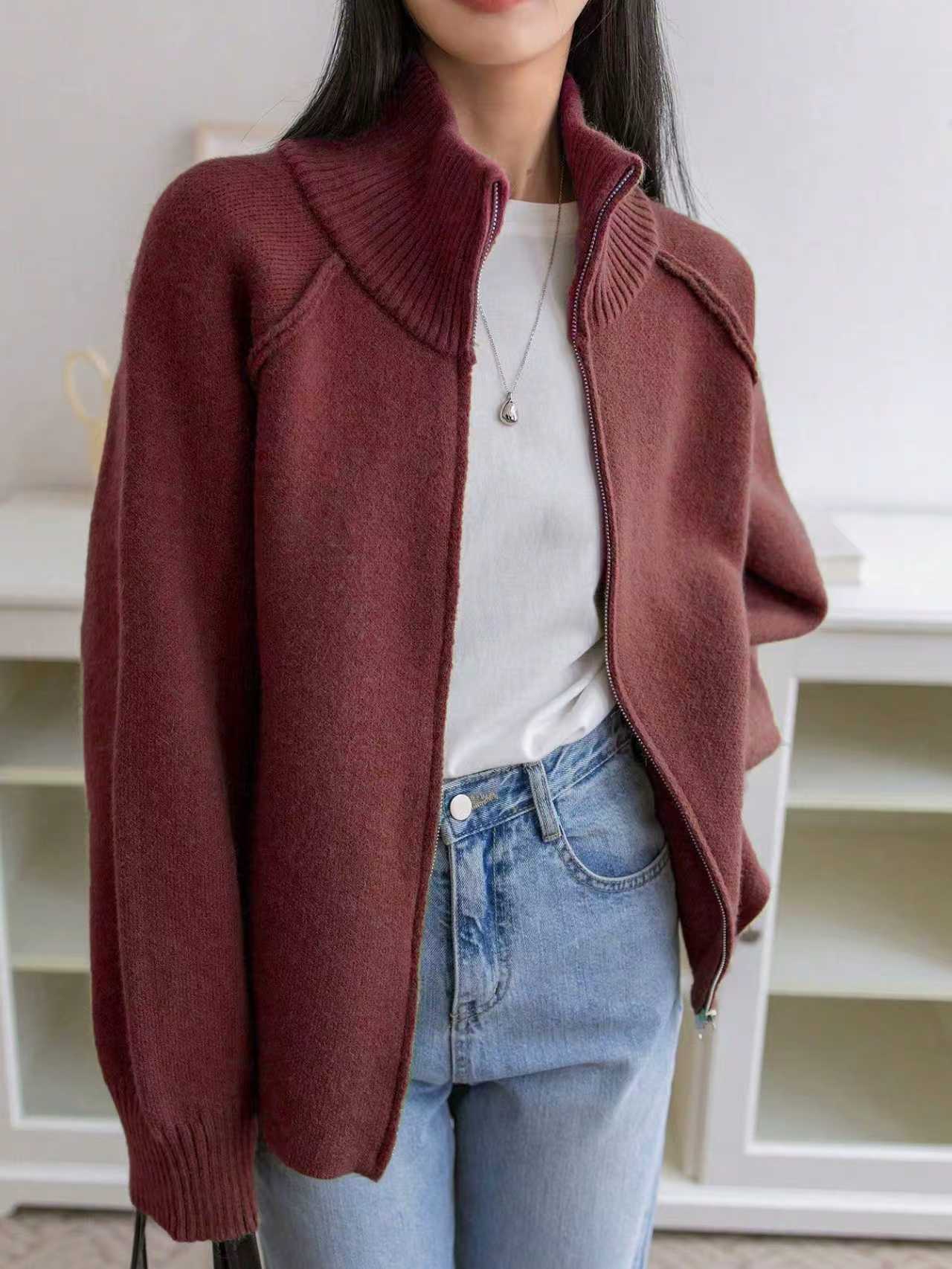 Solid Color Relaxed Style Sweater Coat photo 8