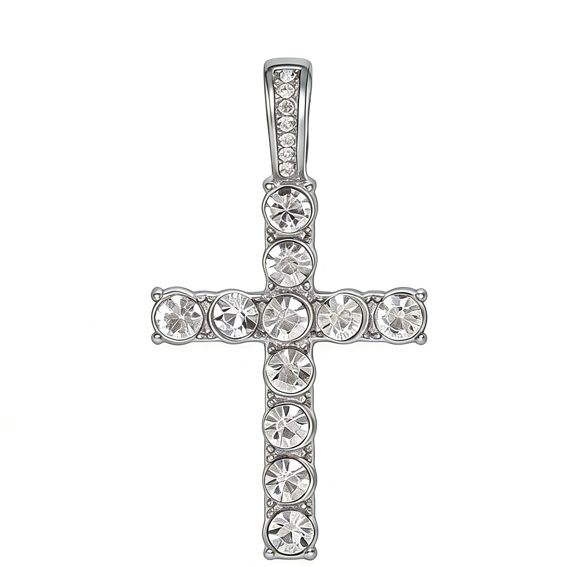 Rhinestone Cross Pendant Necklace With Tennis Chain photo 8
