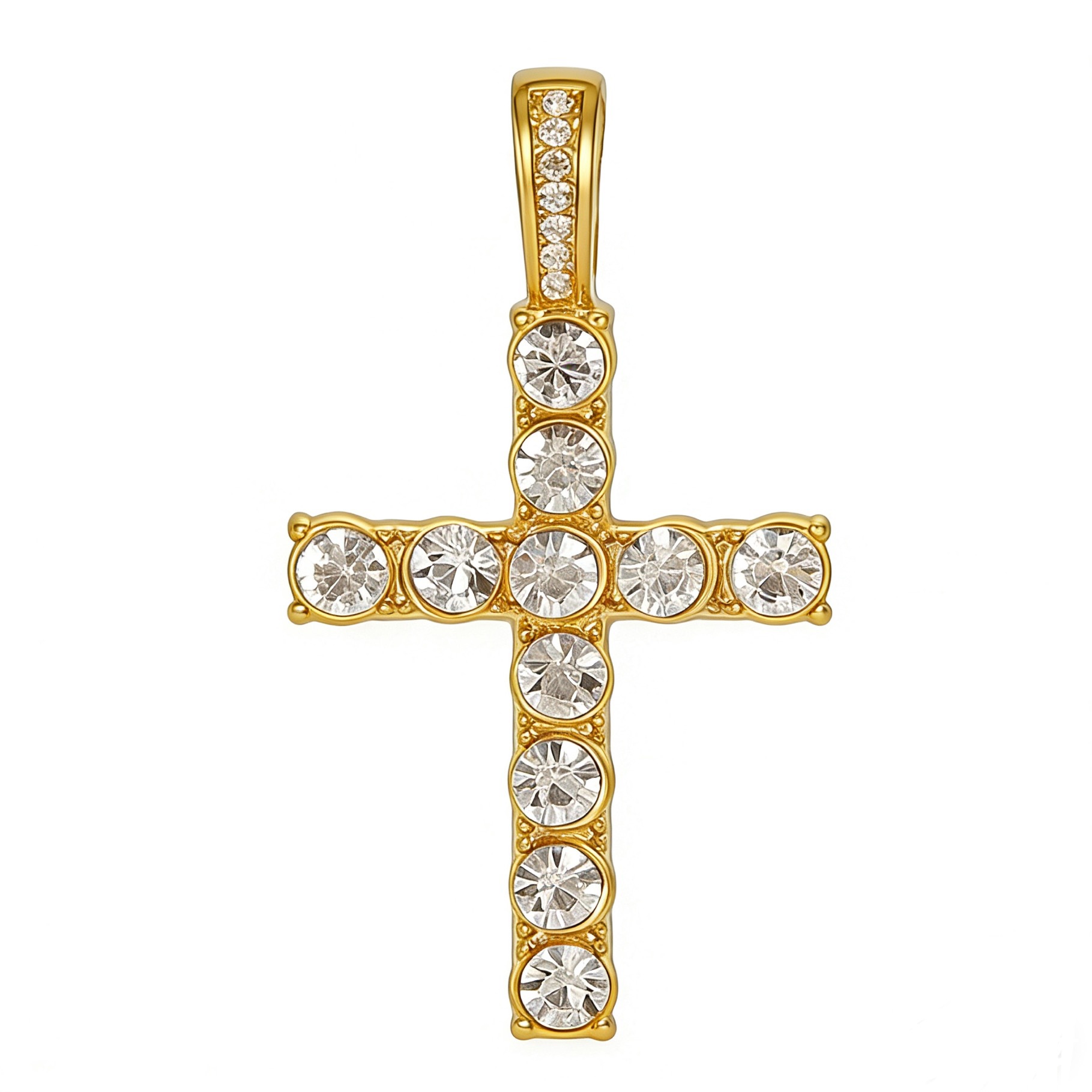 Rhinestone Cross Pendant Necklace With Tennis Chain photo 4