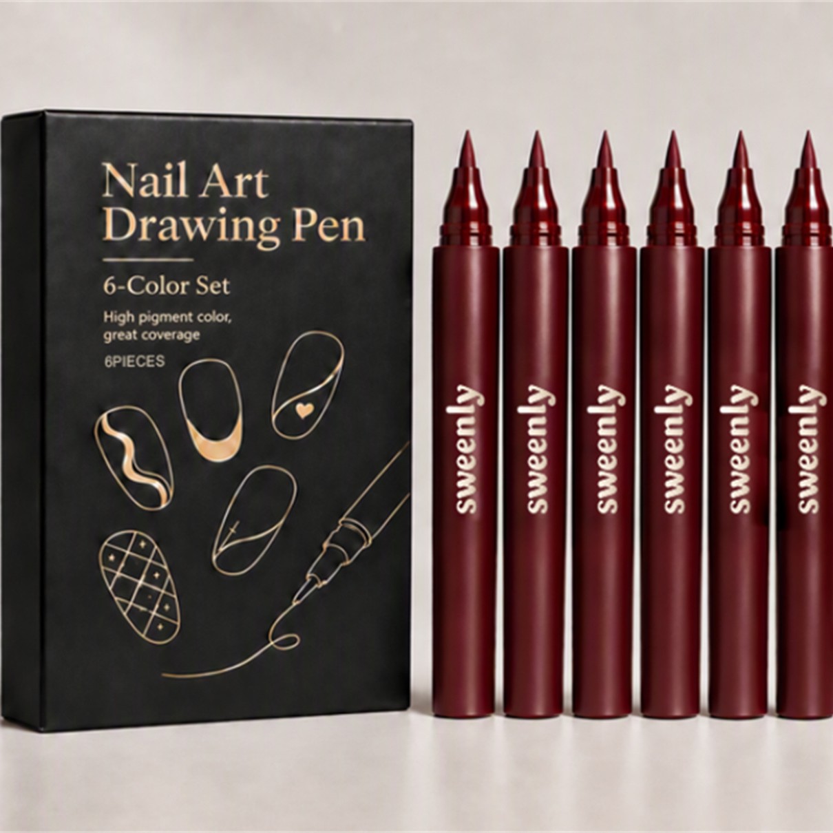 Nail Art Drawing Pen 6 Color Set photo 1