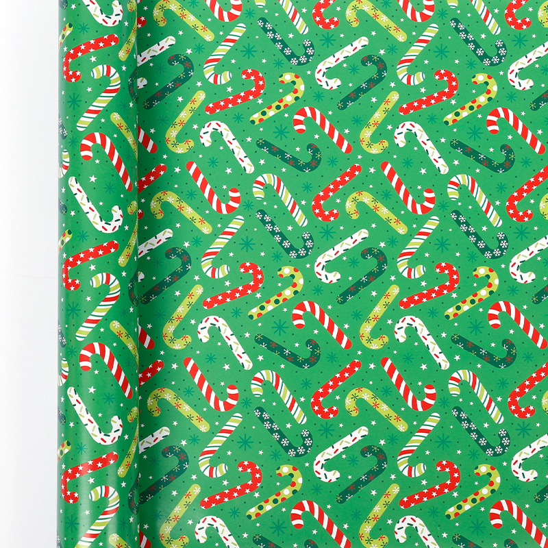 Christmas Tree And Santa Claus Cane Gift Wrapping Paper photo 5