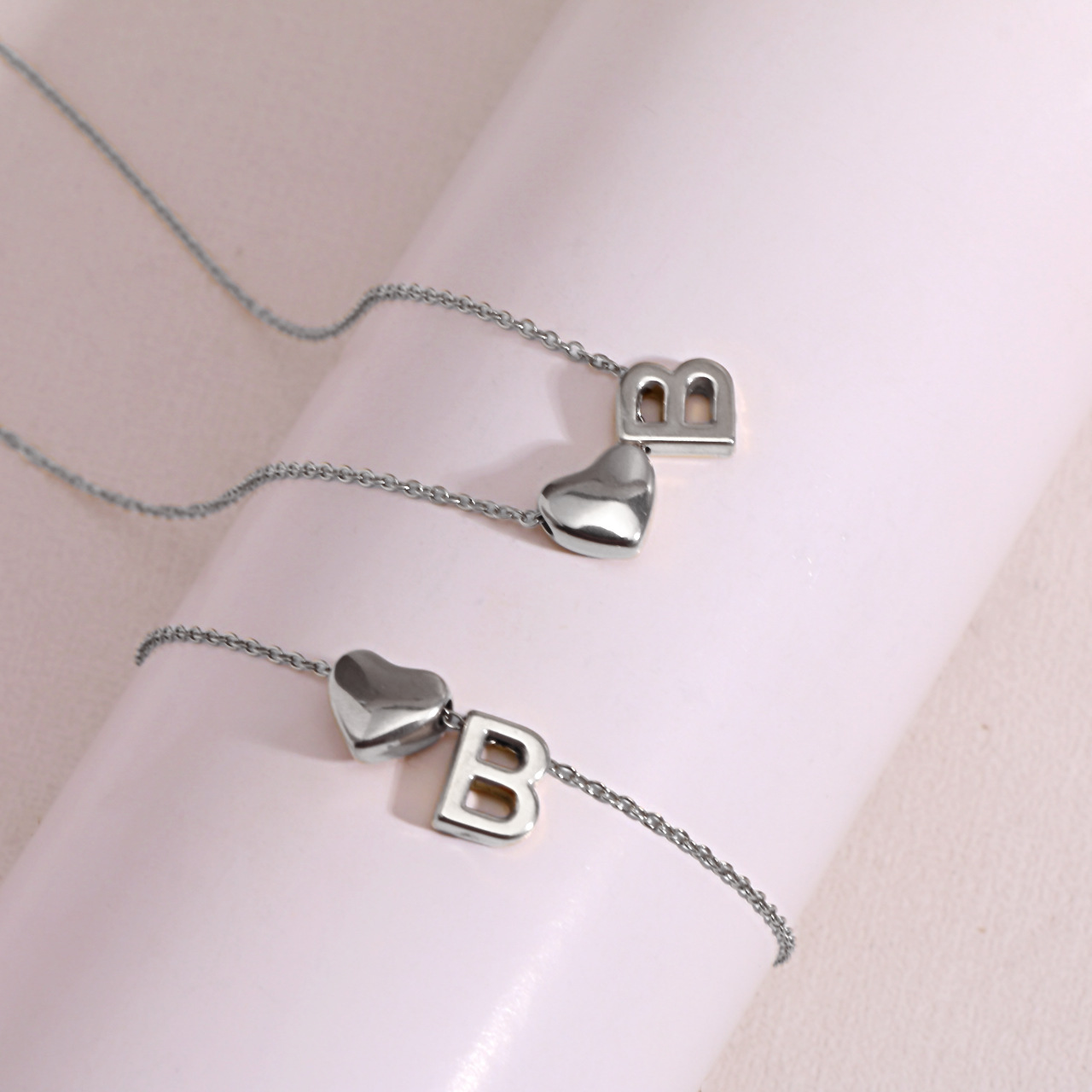 Heart Shaped Pendant Collarbone Chain 26 Letter Titanium Steel Bracelet Anklet photo 3