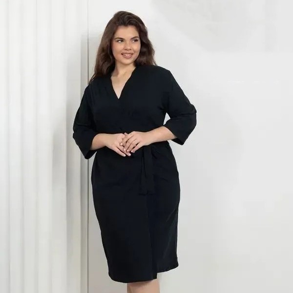 Black Plus-size Camisole Nightgown With Chest Pads photo 1