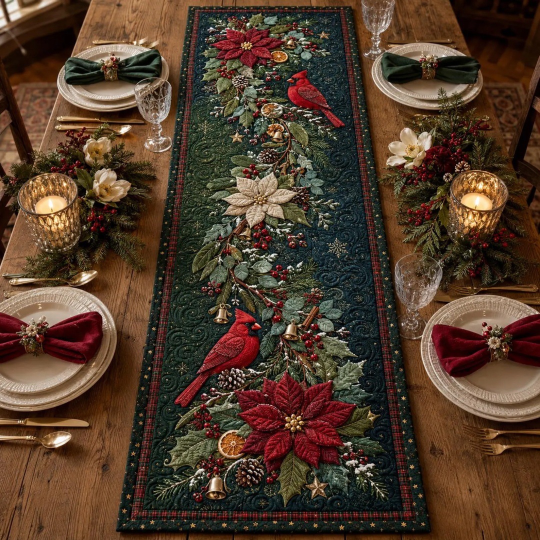 Digital-printed Quilting Table Runner For Living Room And Dining Table Decoration photo 1