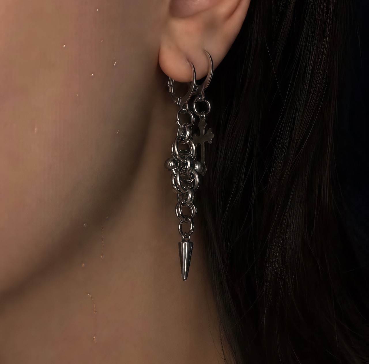 European And American Pointed Rivet Earrings photo 3