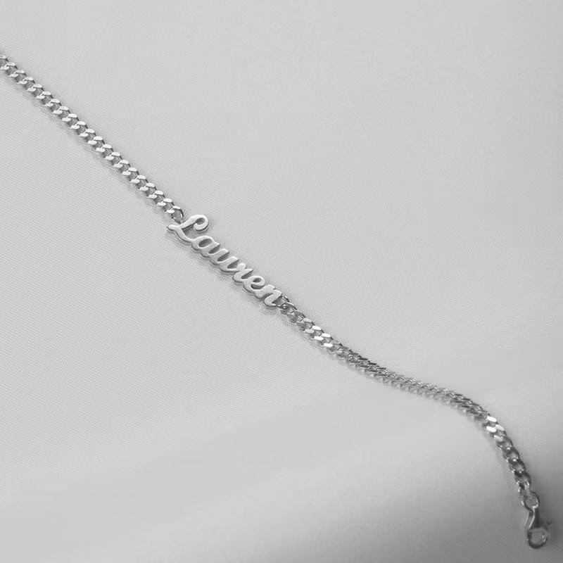 Customized Name Bracelet Titanium Steel Gold Plated Cuban Chain photo 5