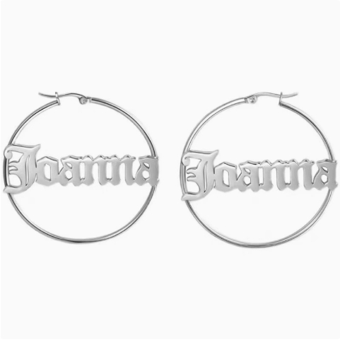 DIY Custom Name Earrings Large Circle Titanium Steel Letter Lettering Earrings European And American Personality Ladies Earrings Wholesale photo 1
