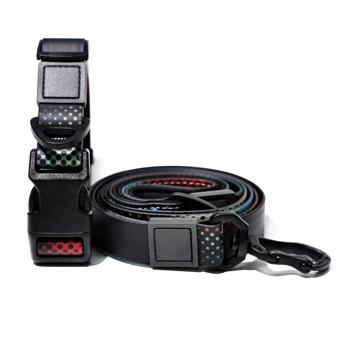 ( S ) Black Abstract Gradient Sublimation Dog Leash Set photo 2