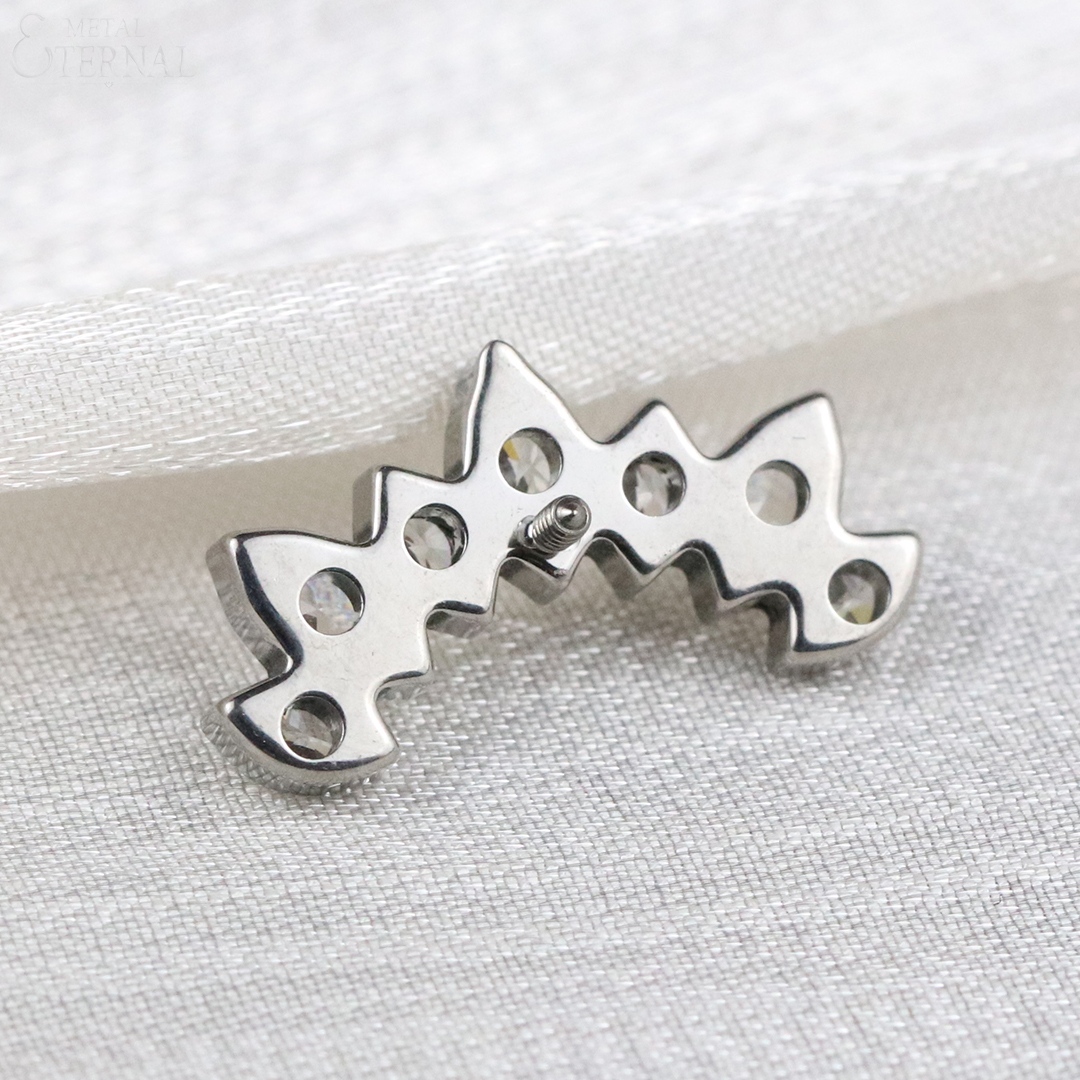 Grandeur Spark 16 Gauge Implant Grade Titanium Internally Threaded Labret With Marquise And Round CZ Fan Top photo 5